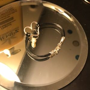 Heart Bracelet with Pearl Droplet